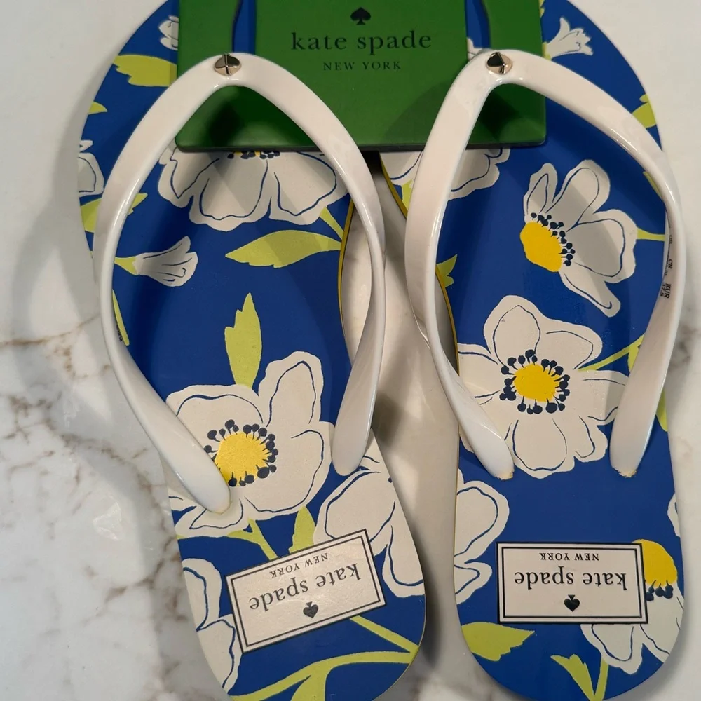 Kate Spade Blue and White Floral Sandals